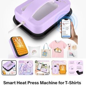 Purple Smart Heat Press Machine for T-Shirts